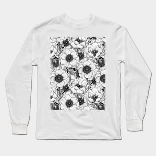 Anemone garden in black and white Long Sleeve T-Shirt